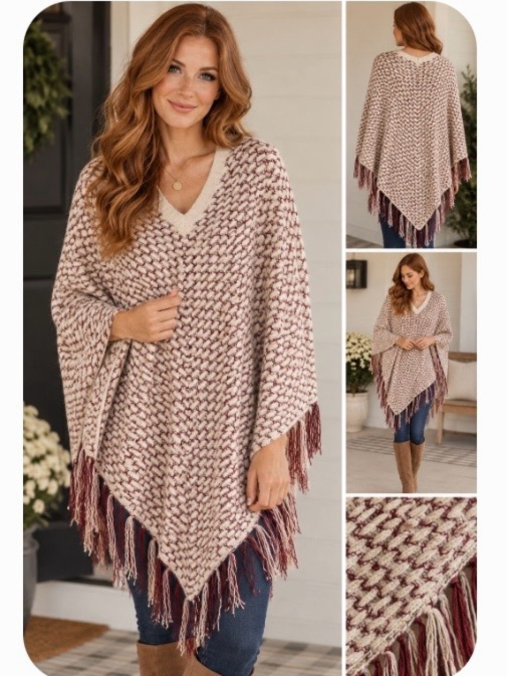 Cozy Knit Fringe Poncho